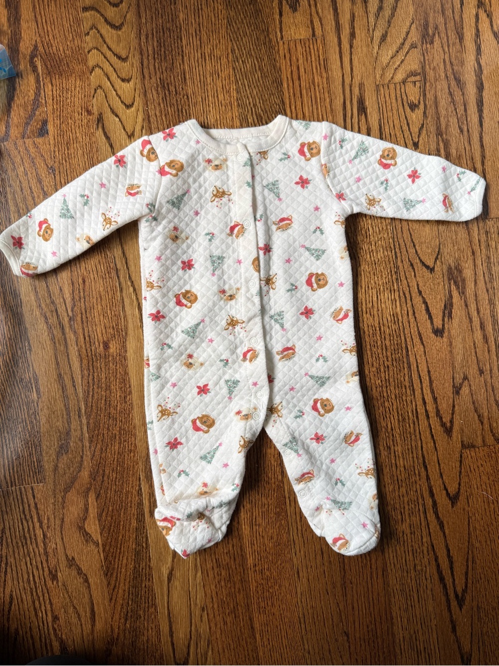 Baby 6-9 Months Christmas Quilted Footed One-Piece Pajama